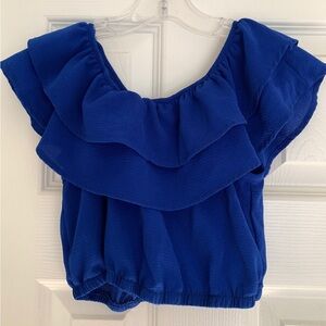 Just Kids USA off shoulder crop top short ruffle sleeves elastic waist  girl 8.